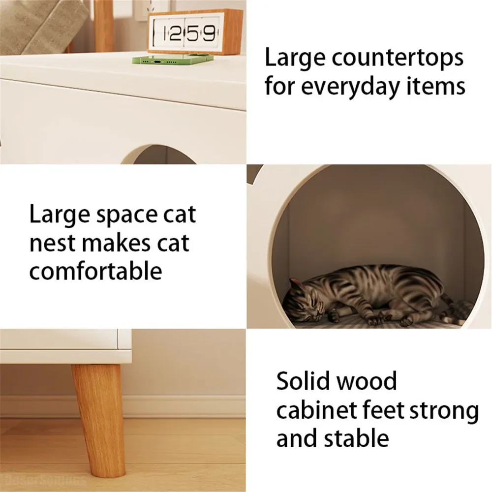 Creative Cat Nest Nightstand Cat House Bed Side Table for Bedroom Furniture - Image 4