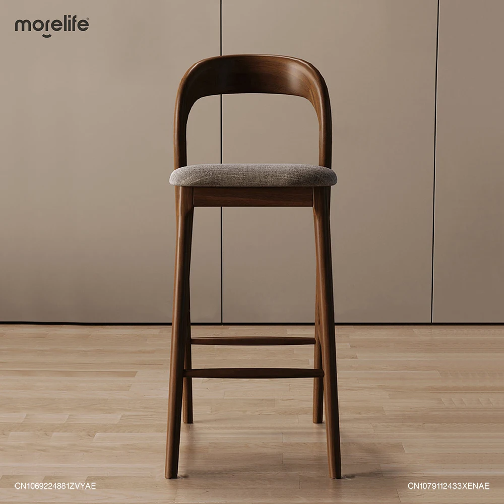 Nordic Designer Solid Wood Bar Chairs Counter Stools Island Table Dining Chair Kitchen High Legged Stool Light Luxury Furniture - Image 4
