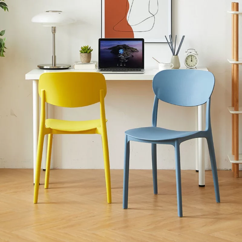 Plastic Square Back-to-back Chair Thickened Stackable Living Room Kitchen Household Light Luxury Study Chair