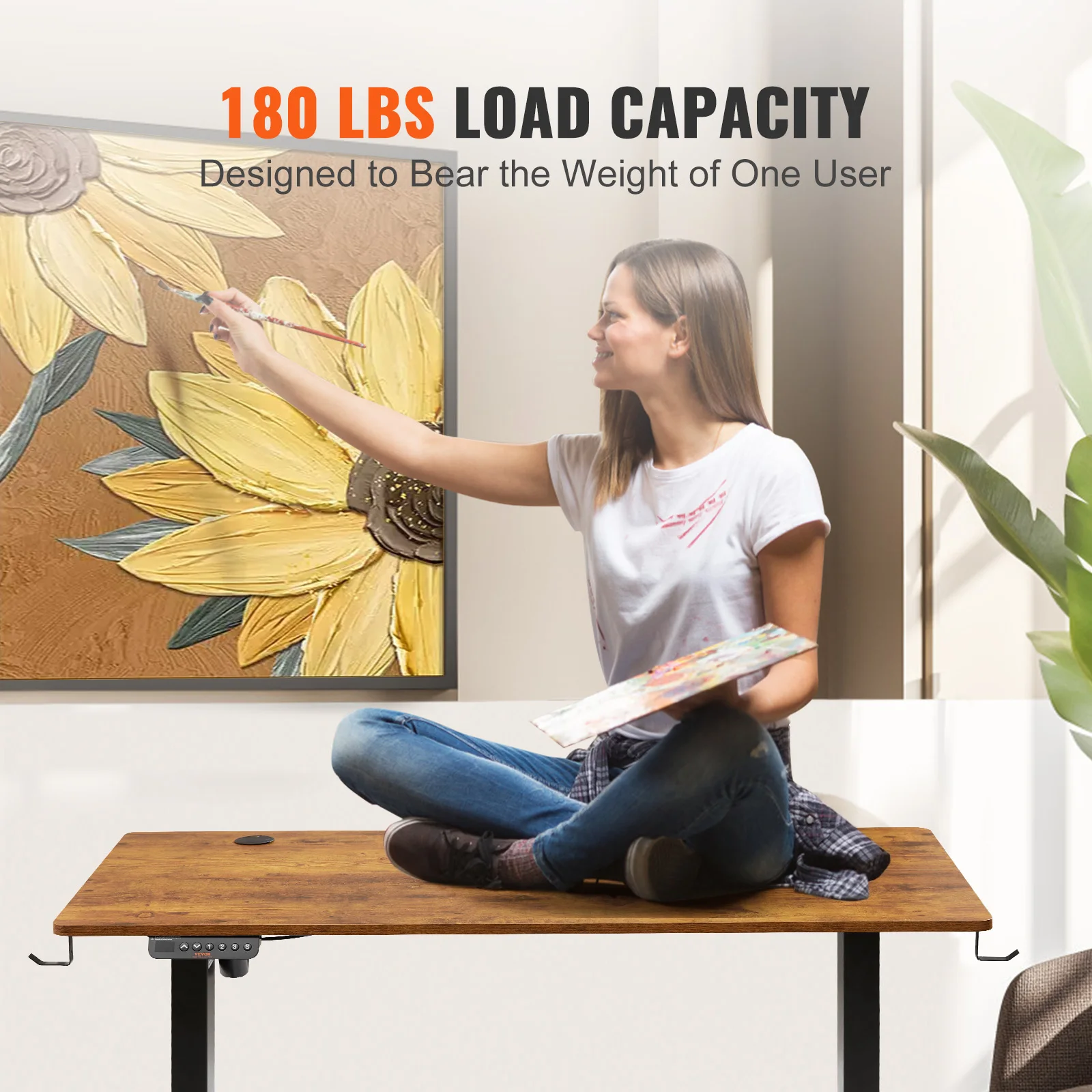 VEVOR Electric Standing Desk Height Adjustable Standing Desk W/ Dual Protecting System High Load Capacity Table for Home Office - Image 4
