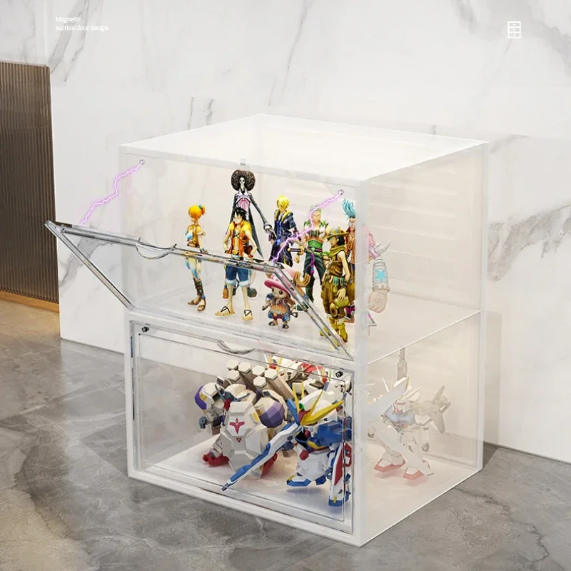 Large Capacity Figure Shelves Display Cabinets Dustproof Transparent Toy Organizer Box Household High-end Storage Organizer - Image 4