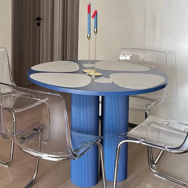 Solid Wood Simplicity Living Room Home Small Apartment Marble Dining Table round Dining Table