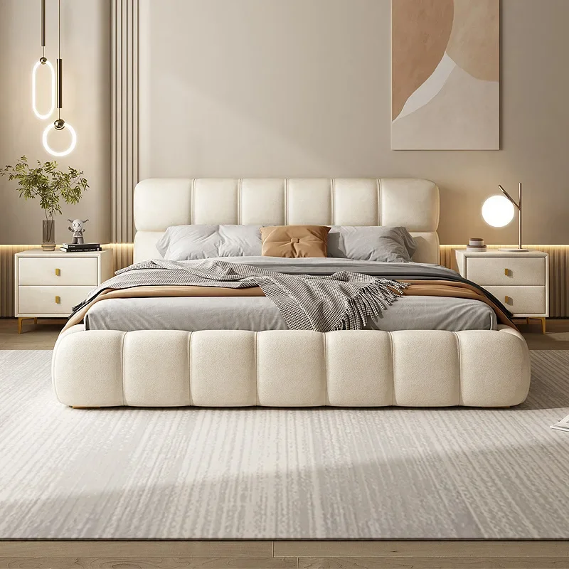 Atunus italian Nordic Cloud Beds Frame Tufted Double White Bed new design Fabric Platform wooden queen size bedroom modern bed - Image 5