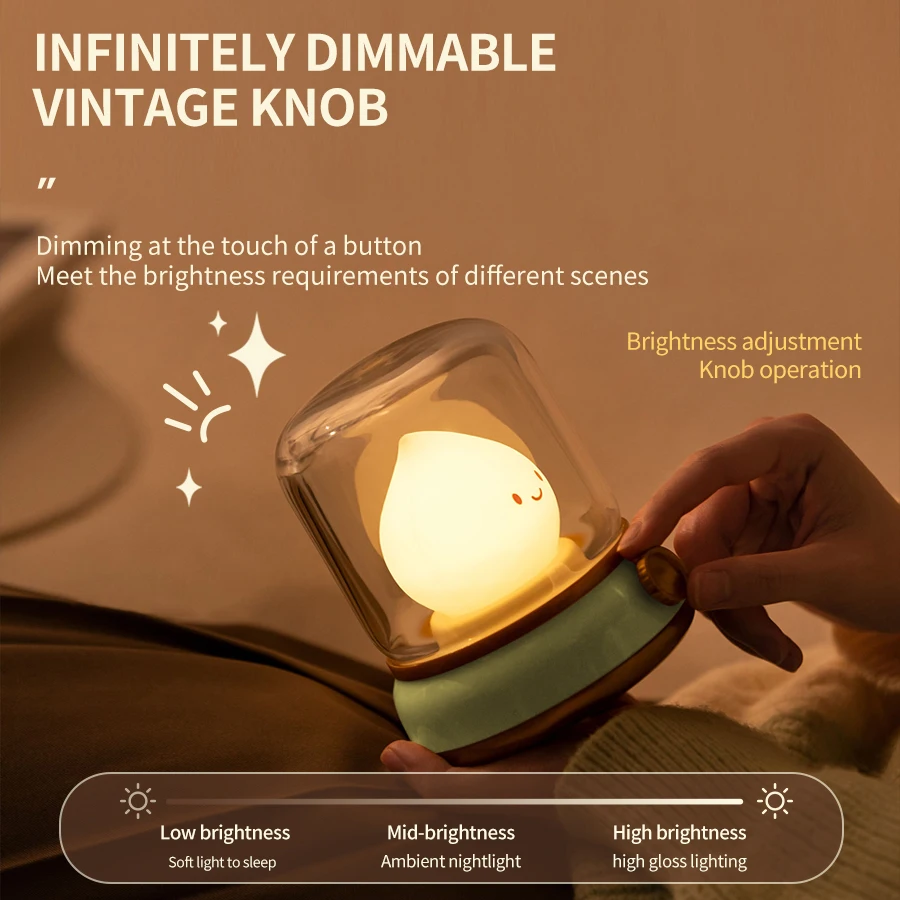 Retro Oil Night Lamp USB Charging Dimming Timing Nightlights Soft Light Baby Sleeping Bedroom Bedside Emotional Lighting - Image 4