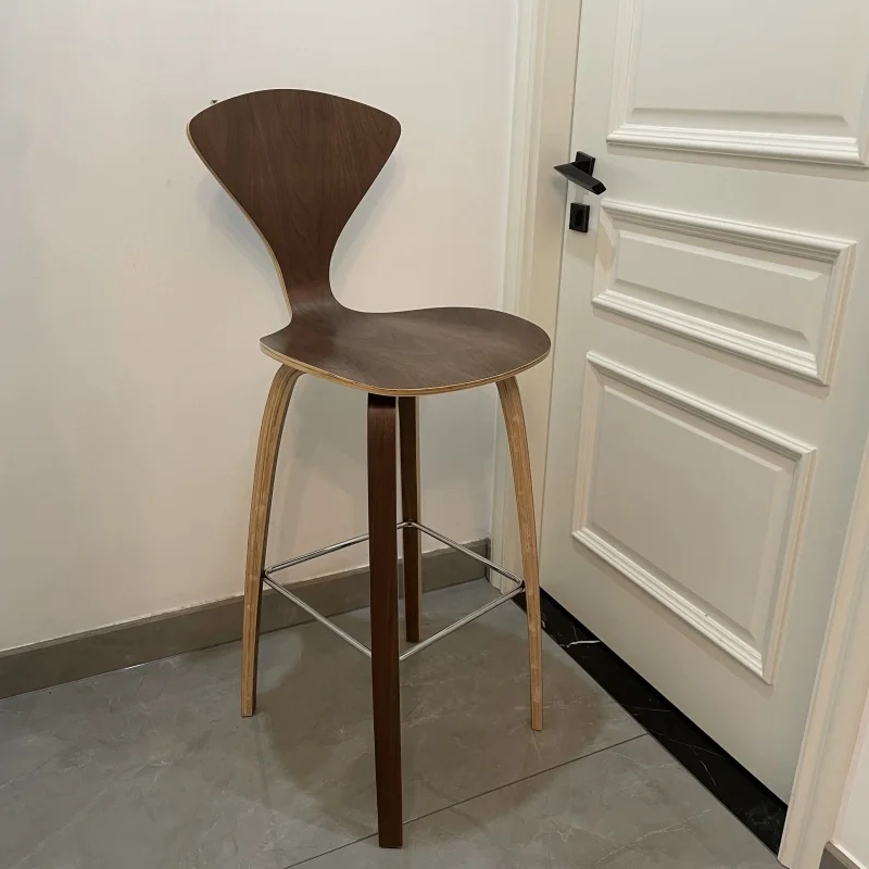 Modern Creative Barstools Sitting Height 65cm/68cm/74cm Wood High Foot Bar Stool Makeup Norman Chair Counter Height - Image 2