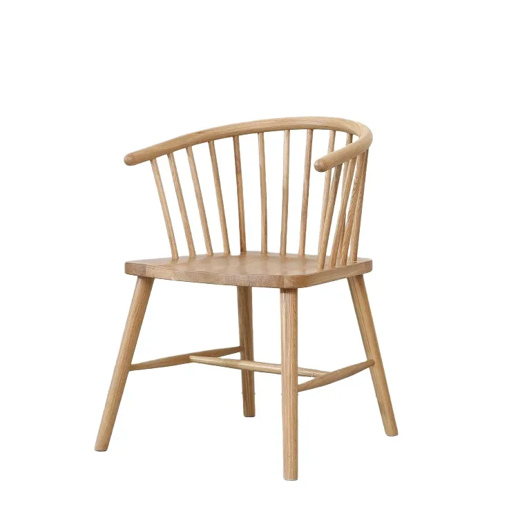 Nordic solid wood Windsor armchair simple hotel chair oak chair leisure princess chairs sales office negotiation chair - Image 5
