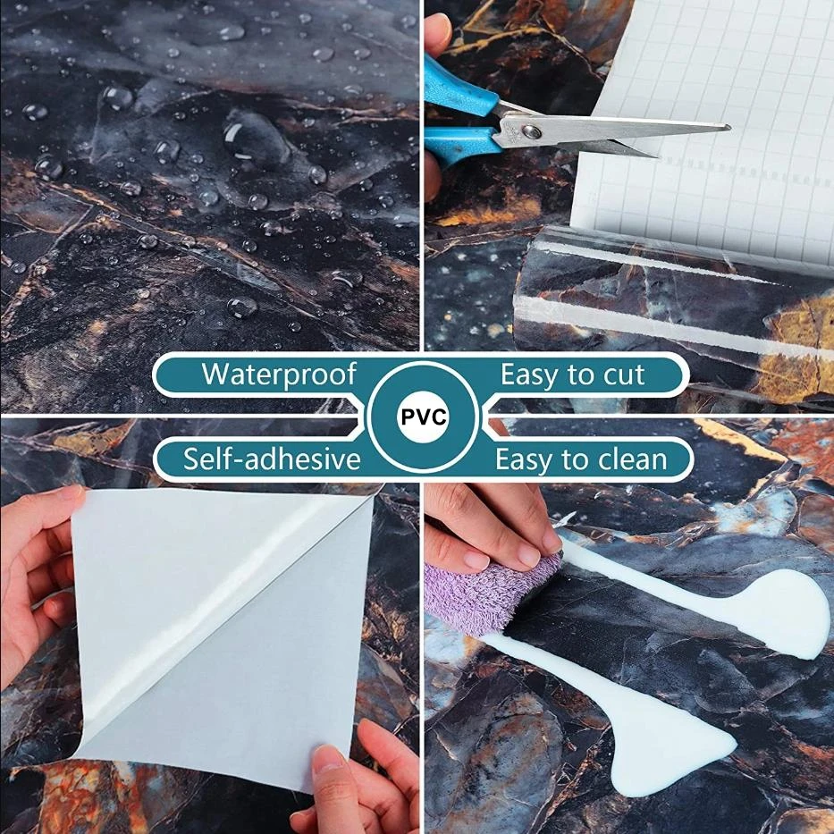 Kitchen Oil-Proof PVC Marble Sticker Waterproof Moisture-Proof Wallpaper Countertop Self-Adhesiv Cabinet Renovation Tile Sticker - Image 4