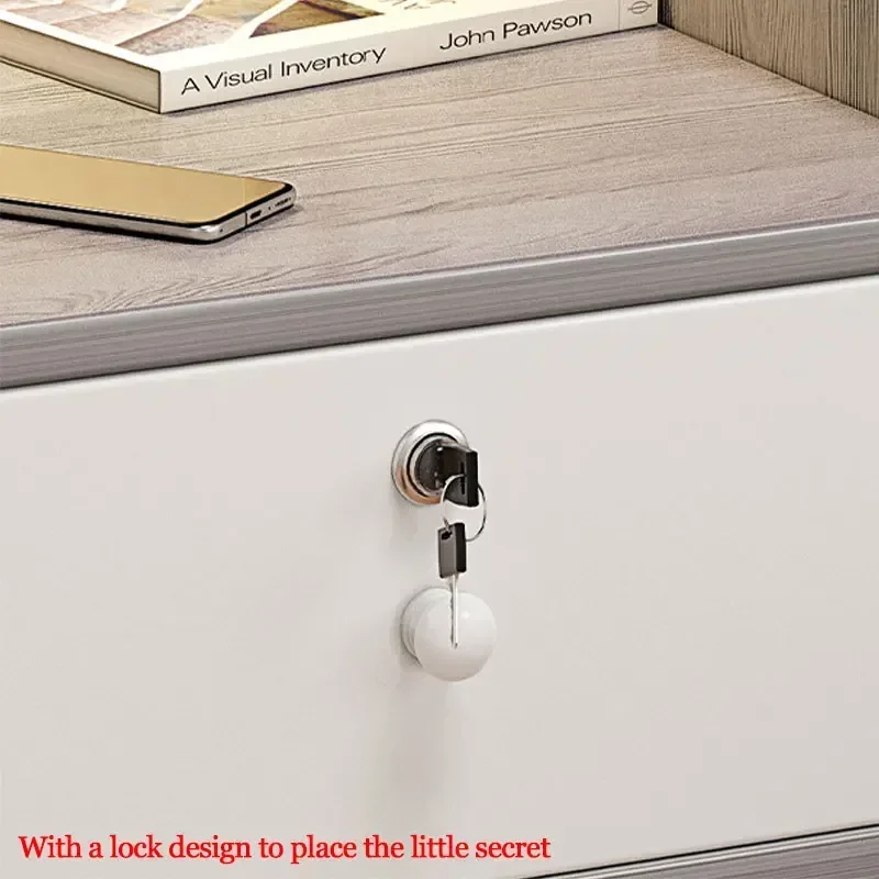 Cabinets Nightstandswith Lock Drawer Storage Nightstand Modern Small Bedside Table Sideoard Multi-Layer Cabinet Storage Cabinet - Image 3