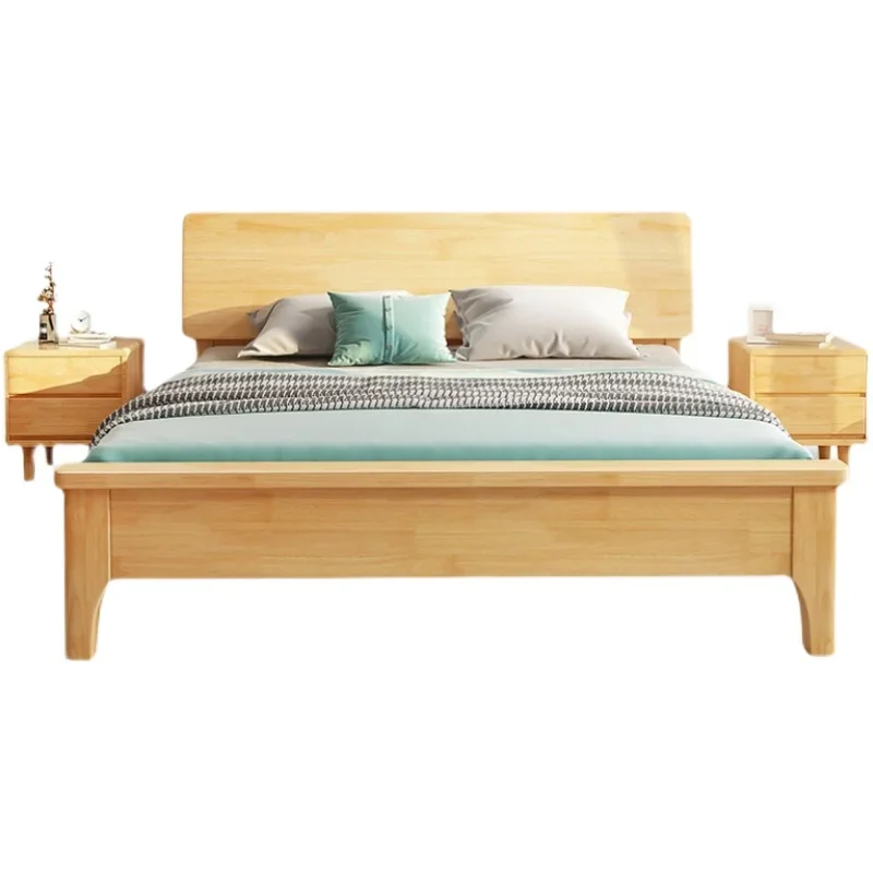 Minimalist Couple Bed Wood Modern Queen Size Hotel Bedroom Bed Lounge Luxury Camas Y Muebles Para El Hogar Home Furniture - Image 6