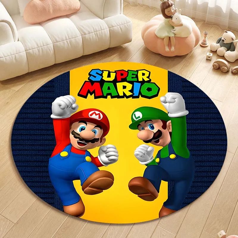 Gamer Super Mario Printed Round Rug, Bedroom, Living Room, Doormat, Sofa Table, Home Decor, Area Rug, Floor Mat,Kids Play Mat