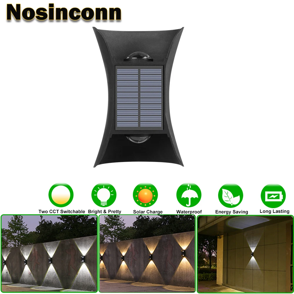IP65 Solar Powered LED Outdoor Lighting Black ABS External Solar Lamp Warm White Cool White Selectable Up and Down Wall Llight - Image 2