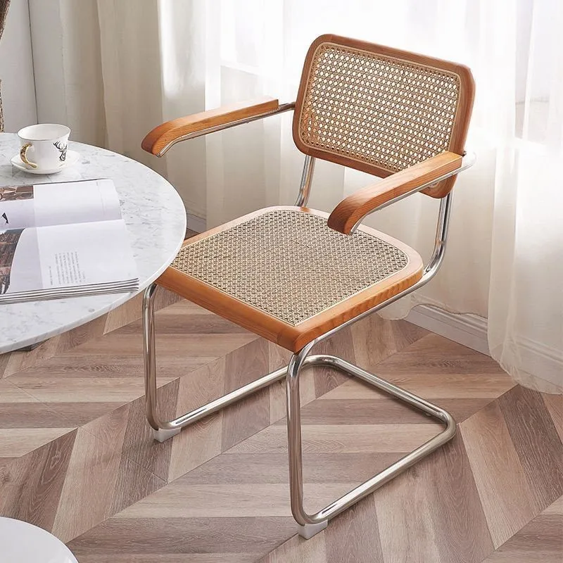 IHOME Medieval Leisure Internet Celebrity Designer Dining Chair Home Minimalist Backrest Rattan Chair Nordic Solid Wood Chair - Image 4