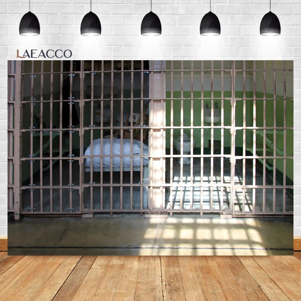 Laeacco Prison Cell Room Backdrop Dark Jail Cell Bed Bloodstains Murder Mystery Crime Scene Kids Portrait Photography Background - Image 4