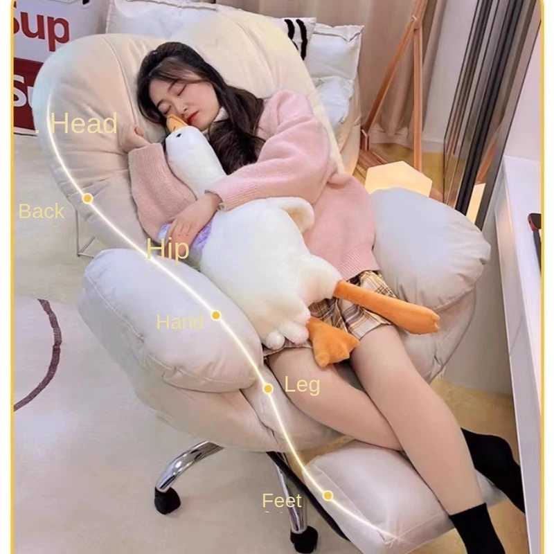 Lazy Bedroom Computer Office Chair Home Comfortable can Sit and Reclining Desk Chair with footrest Girls Office Life Single Sofa - Image 5