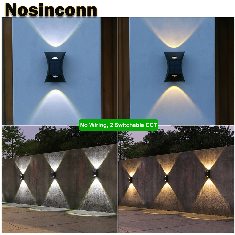 Solar Lights Outdoor Up and Down Wall Lamp IP65 CCT Selectable LED Wall Wash Lighting IP65 Waterproof Garden Lighting for Home - Image 6