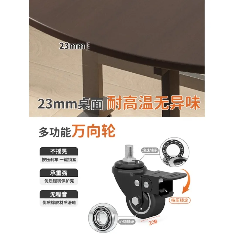 Folding dining table Household multi-functional foldable mobile round dining table Simple hotel living room party large round ta - Image 3