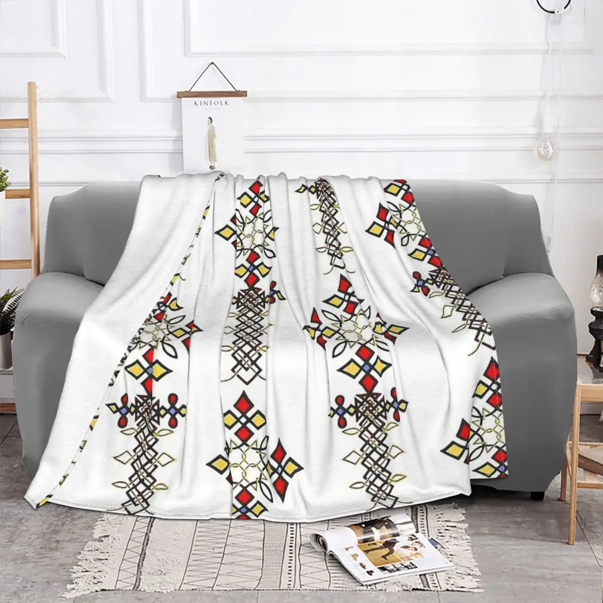 Home decoration Sofa blanket Ethiopian Cross Art pattern Bedspread on the bed fluffy soft blankets thick blanket for winter - Image 2