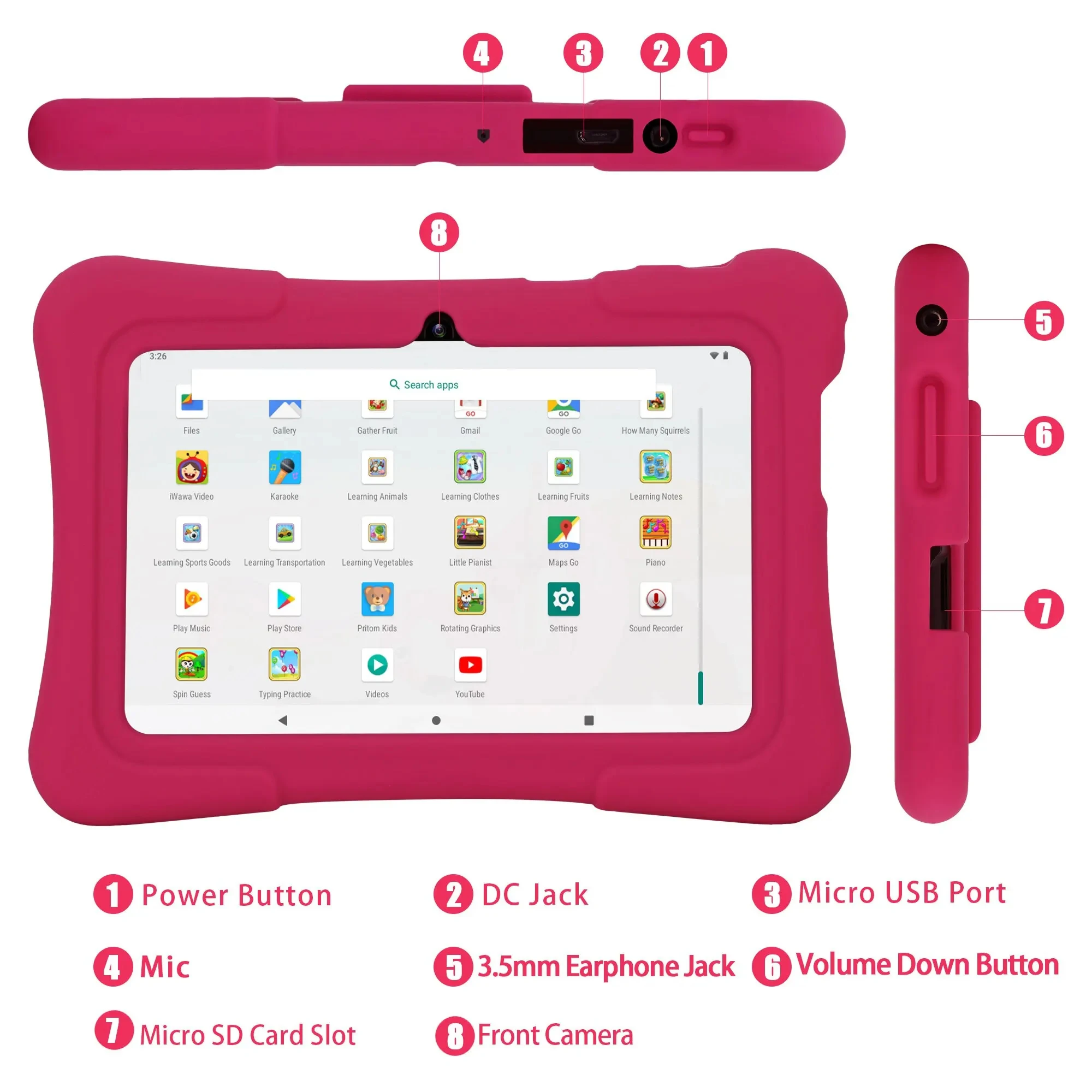 PRITOM 7 Inch Kids Tablet Core Android 10 32GB WiFi Bluetooth Educational Software Installed 2GB+128GB running memory warranty - Image 5