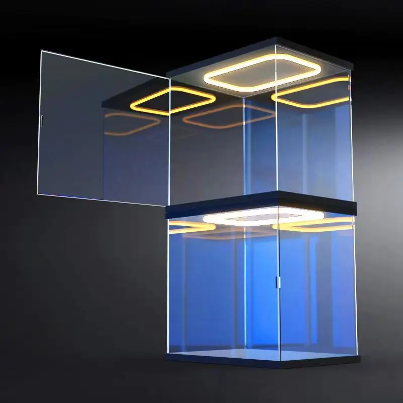 Ring LED Light Acrylic Display Case with Door for Action Figure, Assemble Dust Storage Box for Collections, Car Model Showcase - Image 4