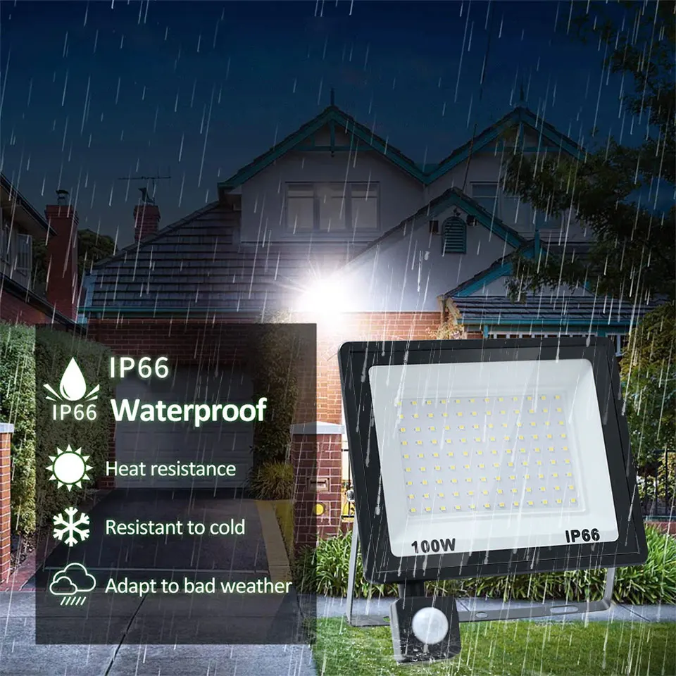 LED PIR Motion Sensor Floodlight Outdoor Wall Light 100W 50W 30W 20W 10W IP66 Waterproof LED Reflector LED Spotlight For Garden - Image 4