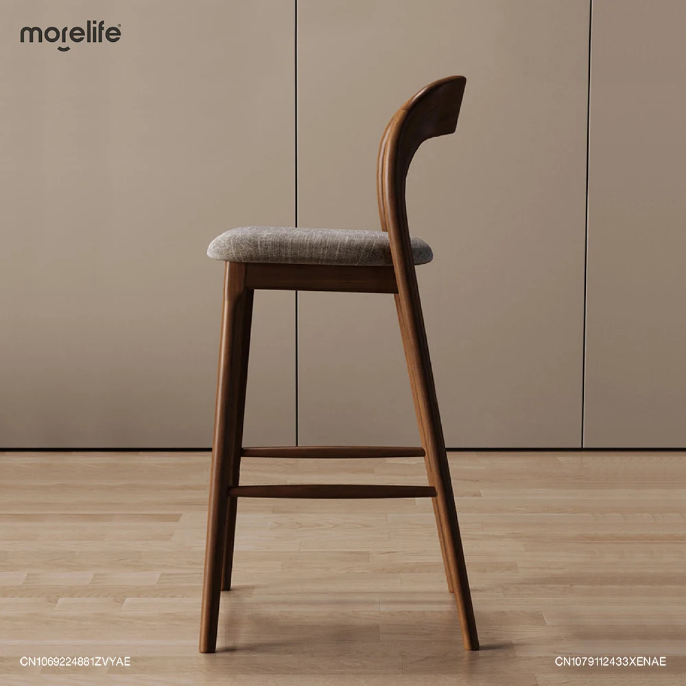 Nordic Designer Solid Wood Bar Chairs Counter Stools Island Table Dining Chair Kitchen High Legged Stool Light Luxury Furniture - Image 5