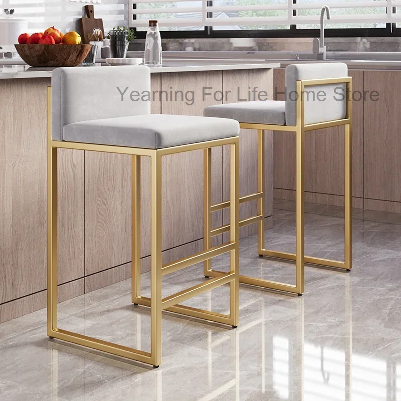 Midcentury Counter Bar Stools Kitchen Modern Reception Single Barber Bar Chair Live Room Soft Taburete Alto Indoor Furniture - Image 3