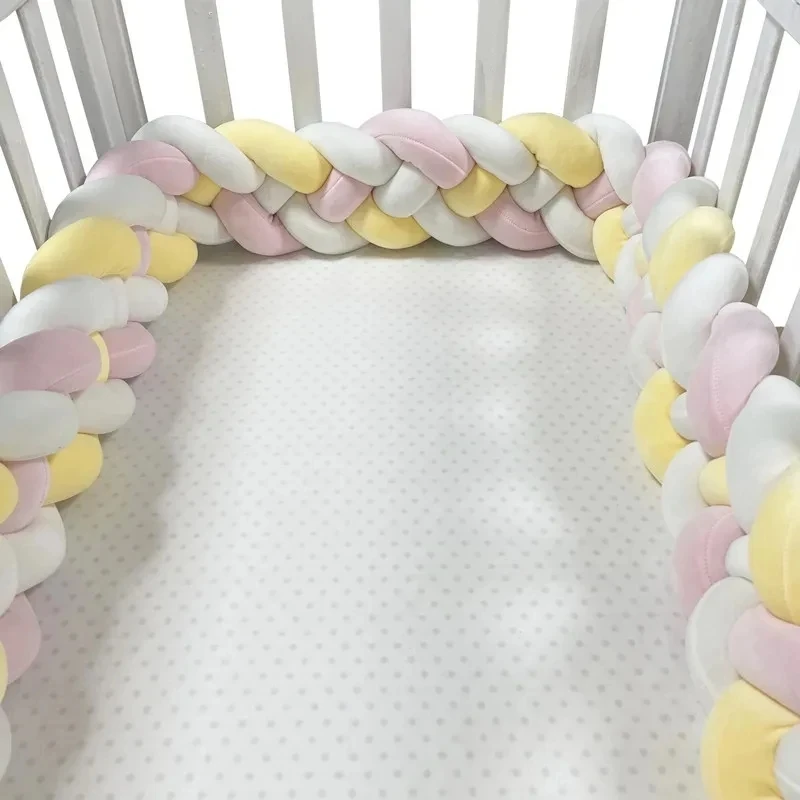 1-3.6M Baby Bed Bumper Handmade Knotted Braid Weaving Plush Crib Protector Infant Knot Pillow Baby Room Decor - Image 6