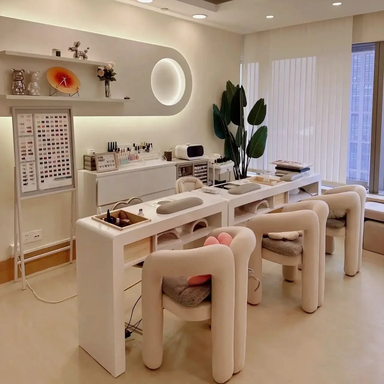 Cream style makeup chair backrest for girls' bedroom, high-end nail art clothing store, home dining table and chairs - Image 6