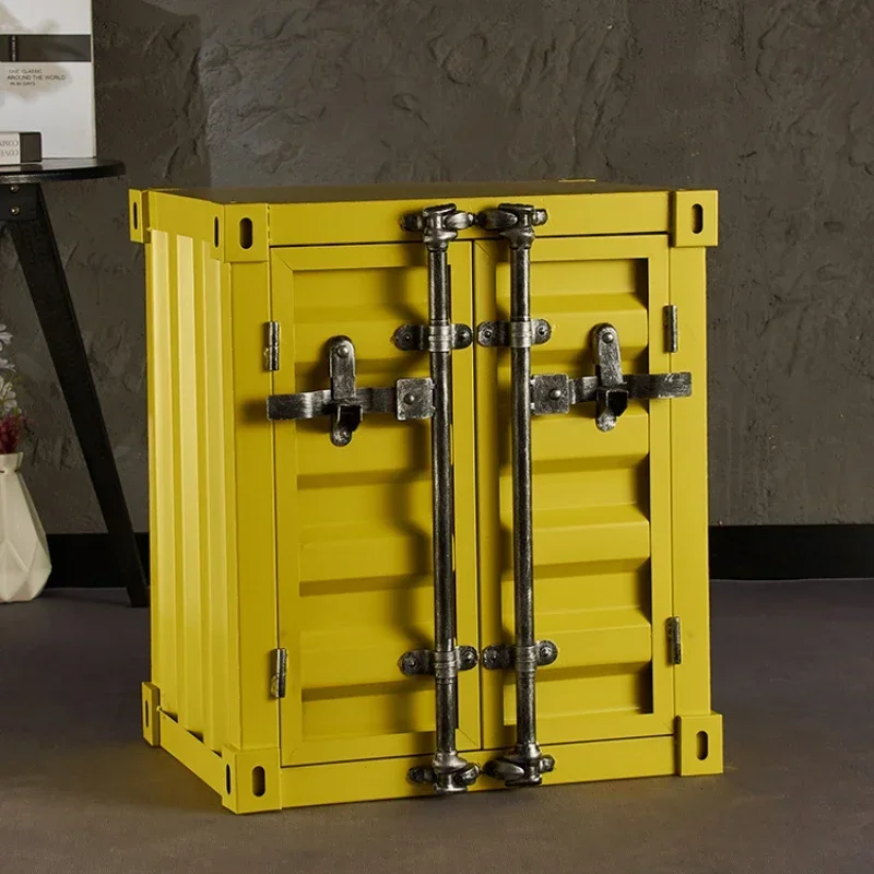 Industrial Bedside CabinetRetro Iron Art Storage Cabinet with Drawer Colorful Sheet Metal Nightstand for Bedroom and Living Room - Image 4