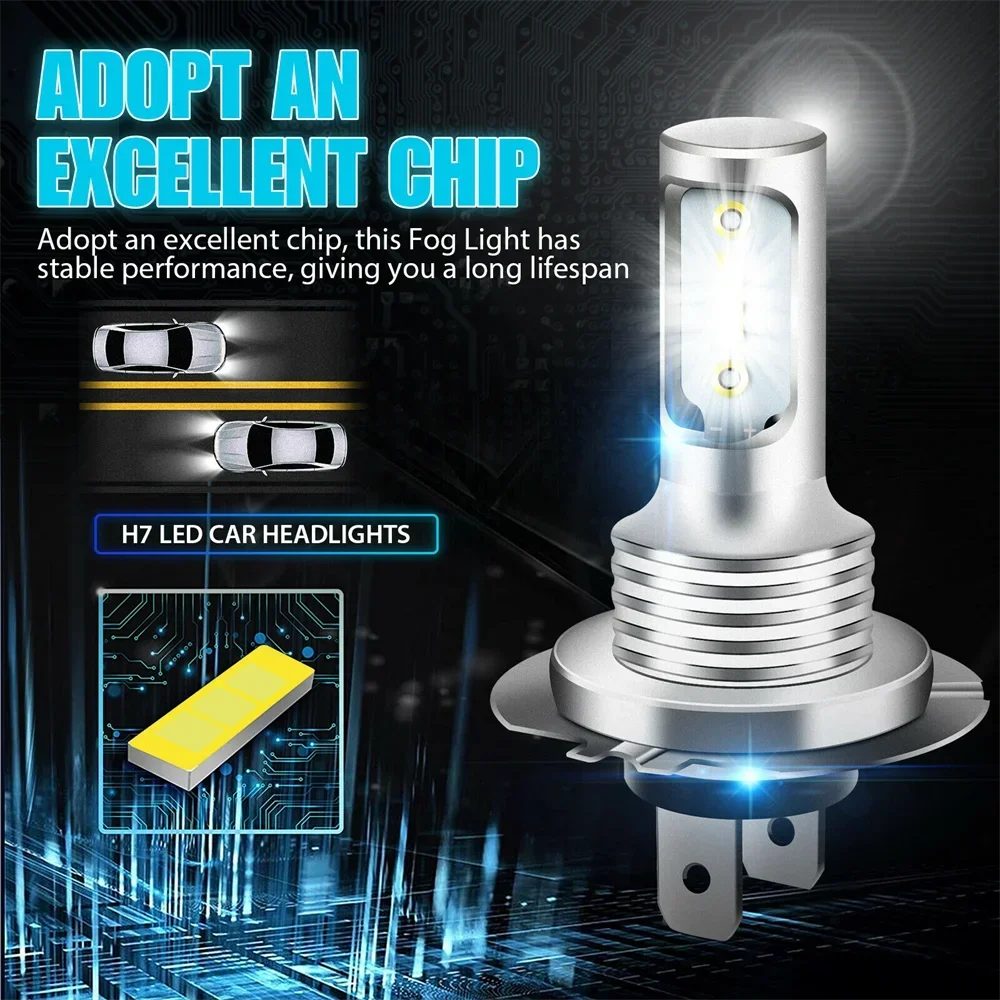 4 PCS H7 LED Headlight Bulbs High Low Beam 6000K Super White Lights Car Fog Lights Auto DRL H4 H8 H8 H11 Cob Chips 12V 24V 80W - Image 6