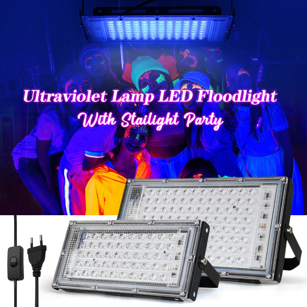 UV Led Flood Light 50W 100W 150W 220V Outdoor Floodlight 395nm 400nm Ultraviolet Fluorescent Stage Lamp LED Stage Blacklight - Image 5