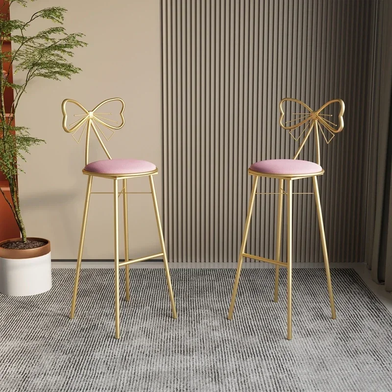 European Gold Bar Stool Luxury Metal Faux Leather Modern High Bar Chairs White Living Room Taburetes De Bar Home Furniture - Image 3
