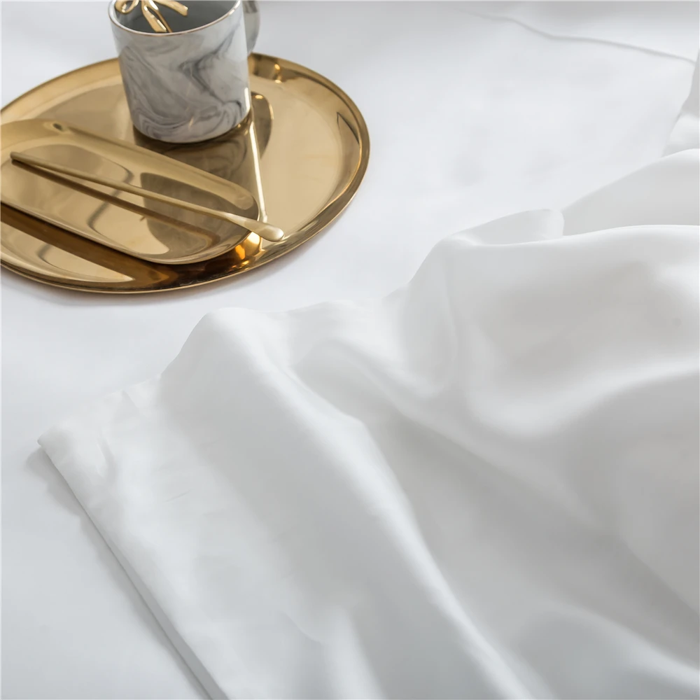 Lanlika Luxury Nature White 100% Silk Bedding Set Double Queen King Duvet Cover Flat Sheet Bed Linen Pillowcase For Sleep Gift - Image 3