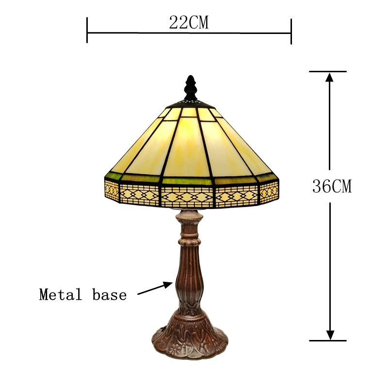 20CM Scandinavian Minimalist Geometric Mesh Small Table Lamp Tiffany Style Study Old-fashioned Glass Antique Gift Metal Base E27 - Image 3