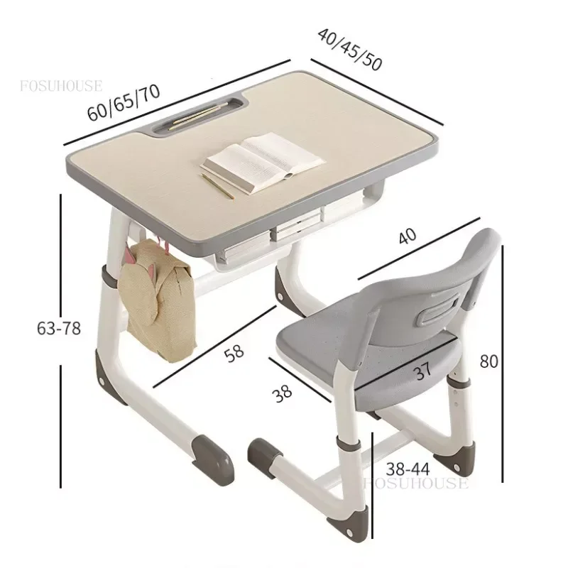 Wooden Kid's Study Table Primary School Student's Liftable Desk Children Furniture Household Writing Table and Chair Set - Image 6