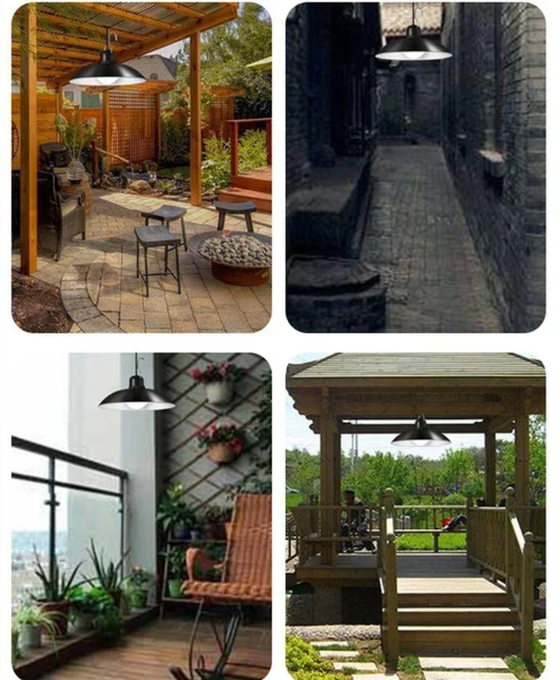 Solar Pendant Light Outdoor Waterproof LED Lamp Double-head Chandelier Decorations with Remote Control for Indoor Shed Barn Room - Image 5
