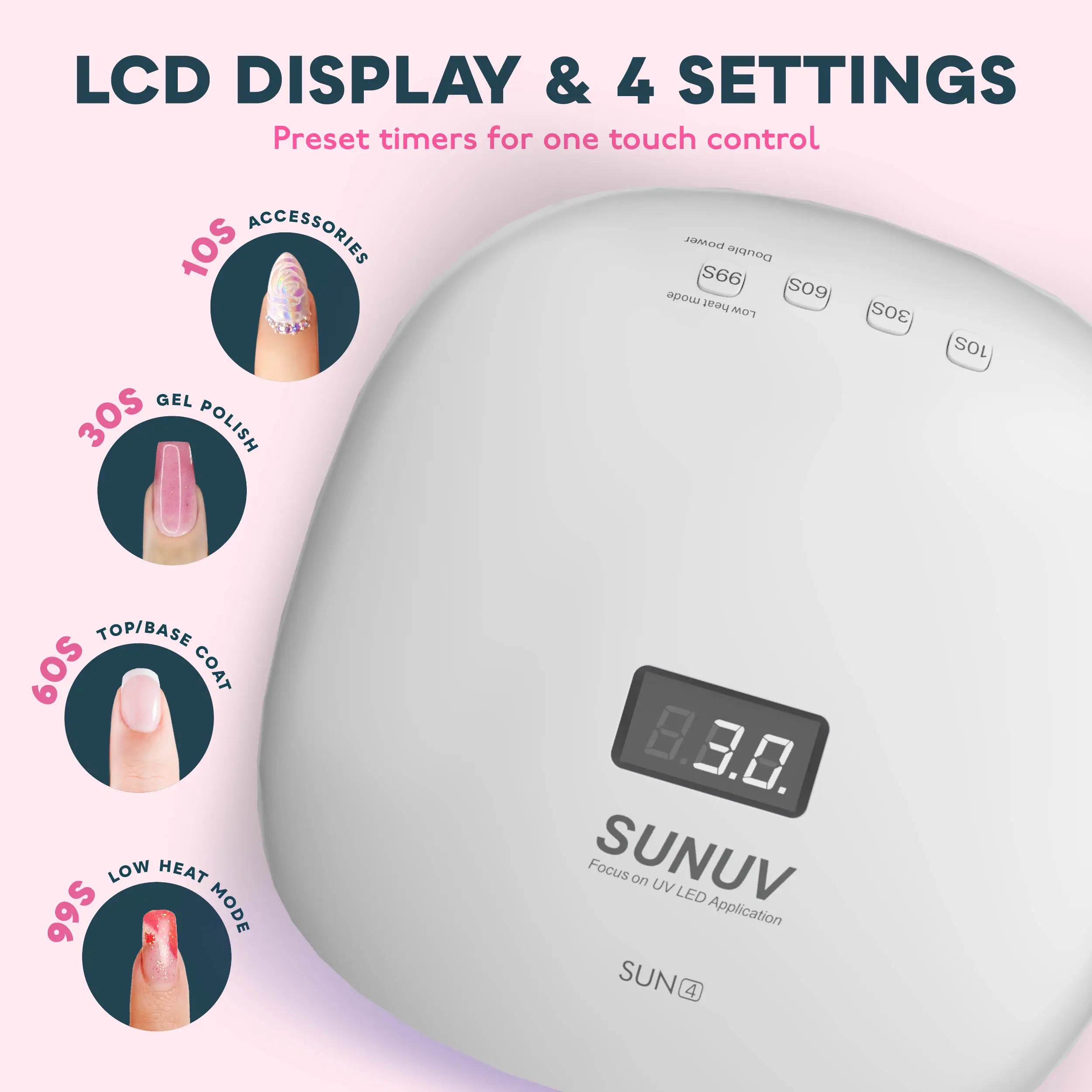 SUNUV SUN4 48W UV LED Lamps Nail Dryer Lamp with LCD Display Smart UV Phototherapy Nail Art Manicure Tool Ladies Gift - Image 2