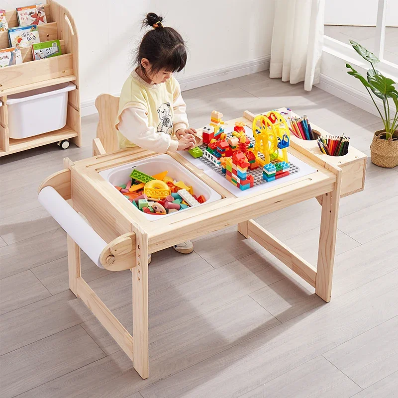 Children's Game Table, Multifunctional Solid Wood Peanut Table, Learning Block, Children's Toy Table, Early Education