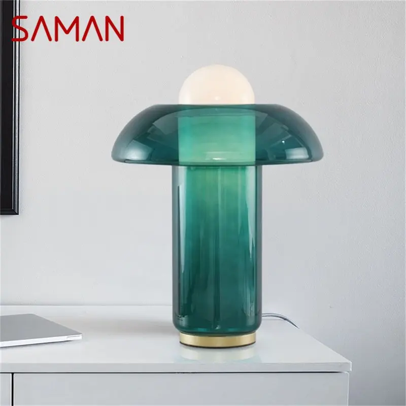 SAMAN Nordic Modern Creative Green Table Lamp LED Desk Lighting Decorative for Home Living Room