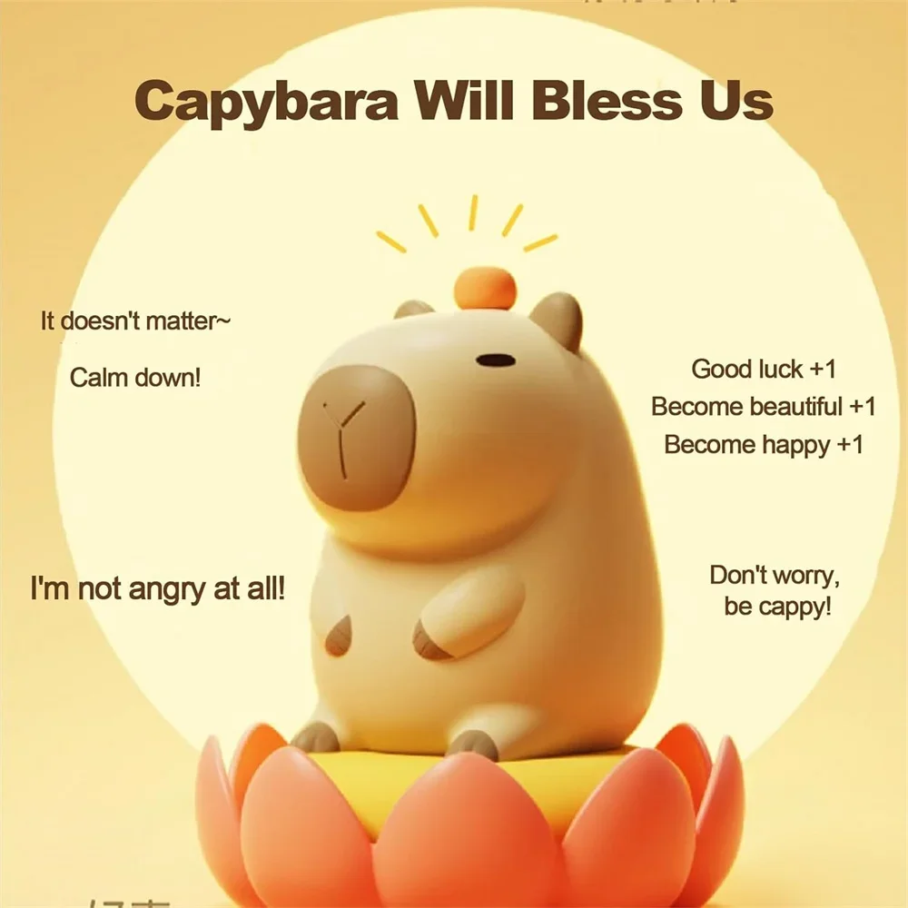 Silicone Capybara Night Lights Portable USB Rechargeable Animal Touch Control Lamp with Timing Function for Home Bedroom Decor - Image 4