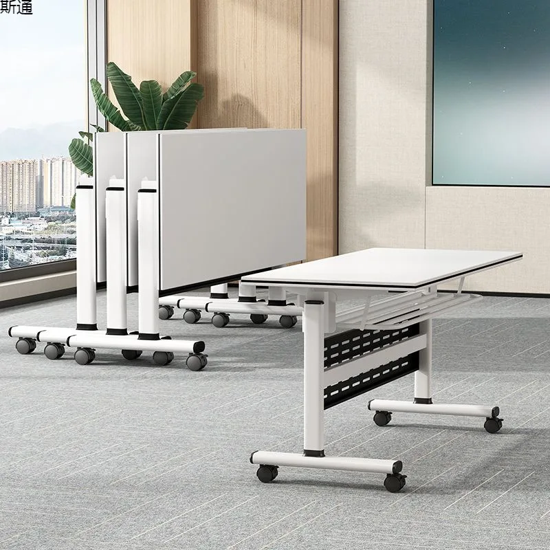 Folding Training Table and Chair Movable Splicing Long Table with Wheels Multifunctional Desk Meeting Room