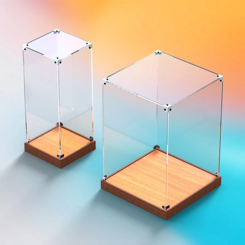 Crafts Collection Display Box Wooden Bottom Storage Box Window Acrylic Model Toy Gundam Building Block Box Glue-Free Dust Cover - Image 2