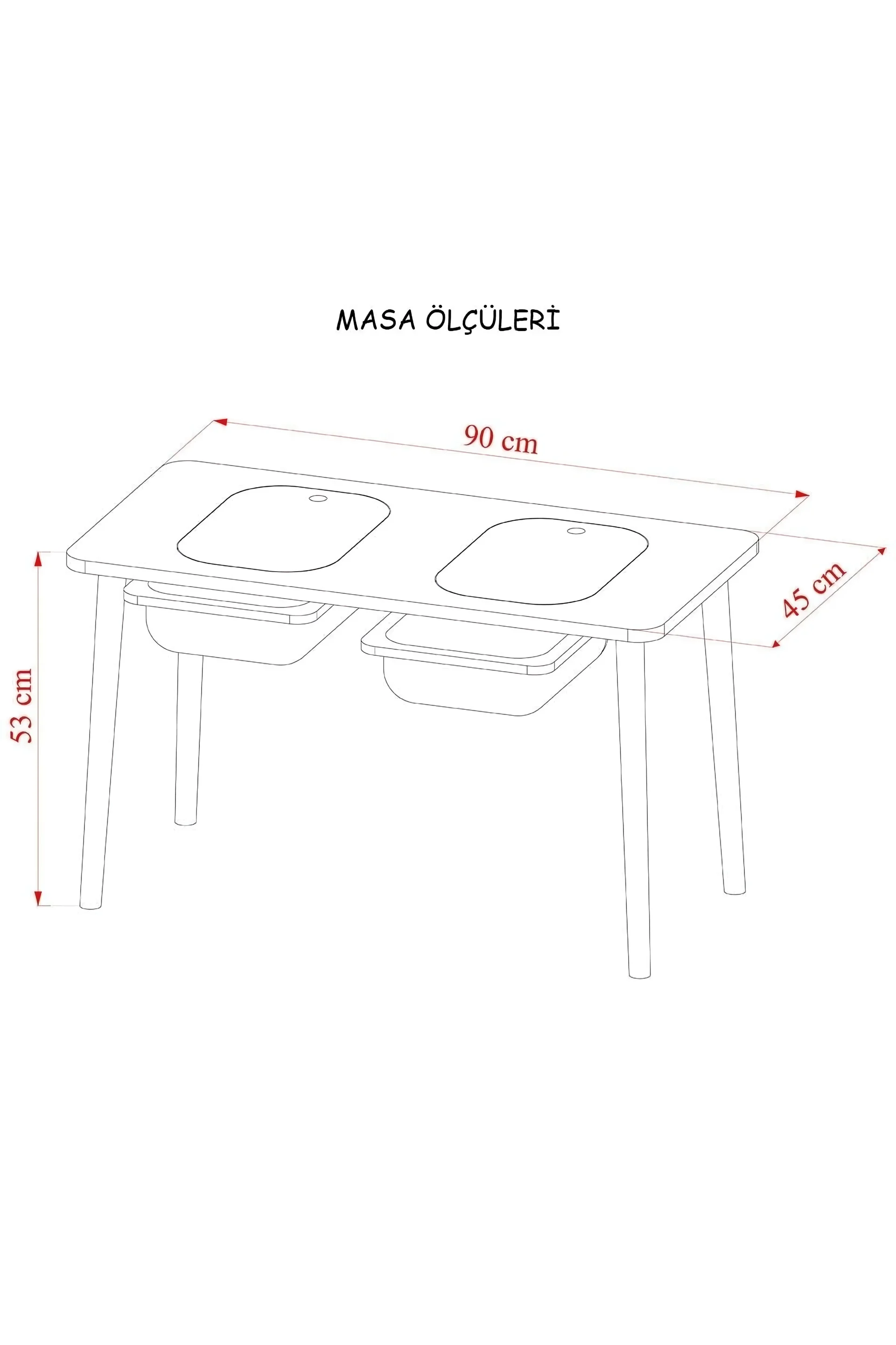 Activity Child Play Board & 2 Pcs Stool Plastic Drawer MDF Structure, Tree Feet Kids Room Desk - Image 6