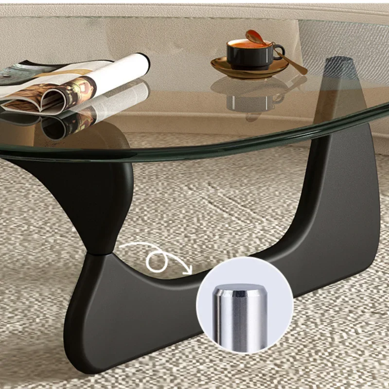 Large Tempered Glass Coffee Tables Irregular End Table Solid Wood Room Desks Interior Furnitures Decoration Multifunctions - Image 5