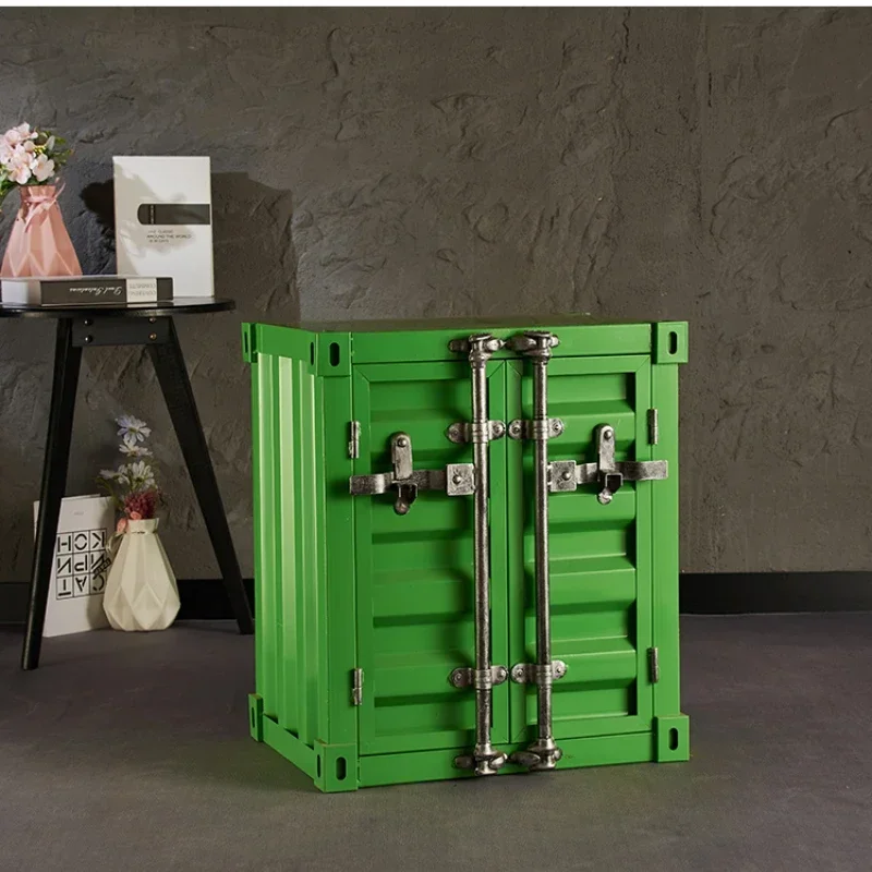 Industrial Bedside CabinetRetro Iron Art Storage Cabinet with Drawer Colorful Sheet Metal Nightstand for Bedroom and Living Room - Image 6