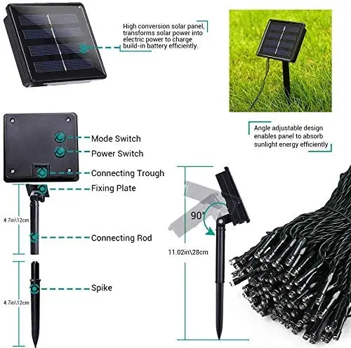 Solar Powered LED String Lights Outdoor Waterproof Fairy Lights String Solar Garland for Patio Wedding Christmas Garden Light - Image 5