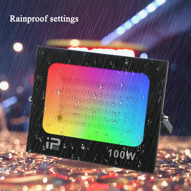 RGB Led Intelligent Waterproof Flood Light 100W 50W 30W IP66 Outdoor Adjustable Light Spotlight Lamps Landscape Lighting