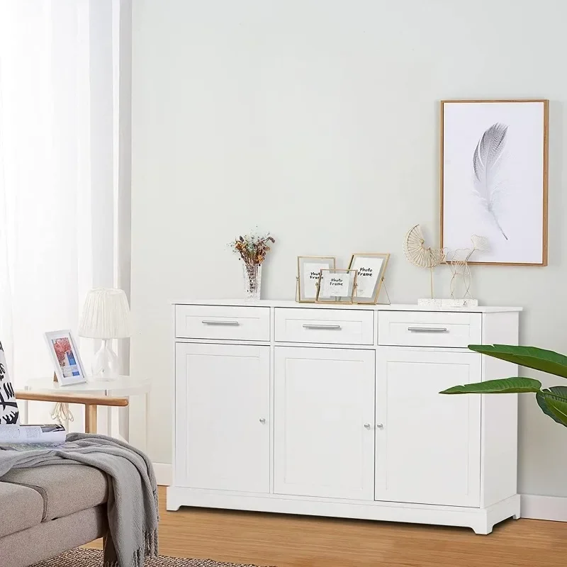 Sideboard Cabinet Buffet Table Kitchen Storage Cabinet White Credenza Sideboards and Buffets with Storage Coffee Bar Cabinet - Image 3