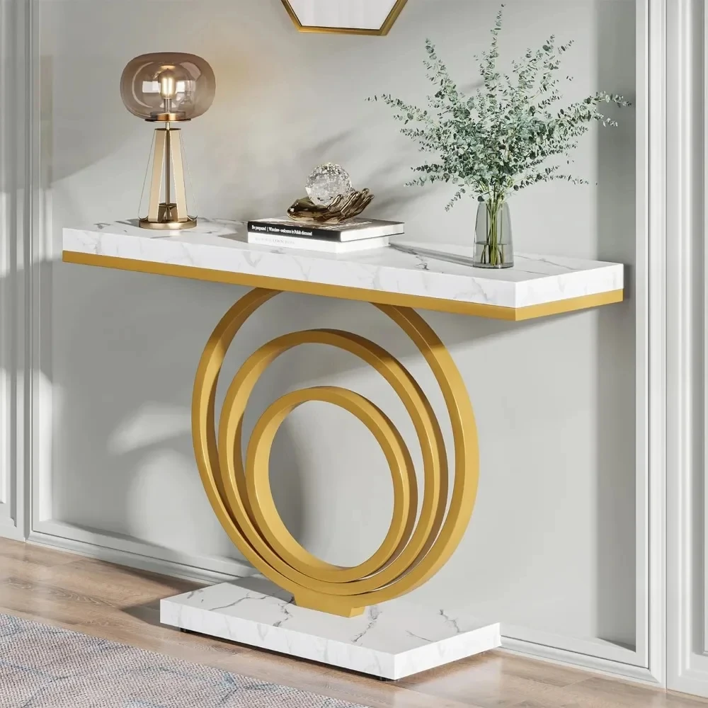 41-Inch Gold Entryway Table, Modern Console Table Narrow Long, Contemporary Accent Table for Living Room, Hallway, Entrance - Image 5