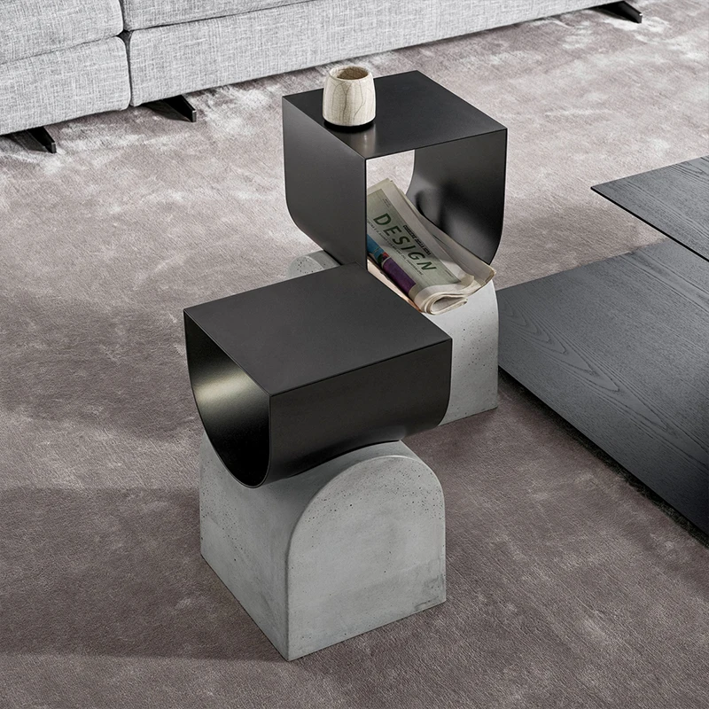 creative design simple coffee table iron and cement side table for living room - Image 2